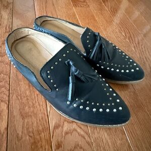 Vici Black Tassel Studded Mules